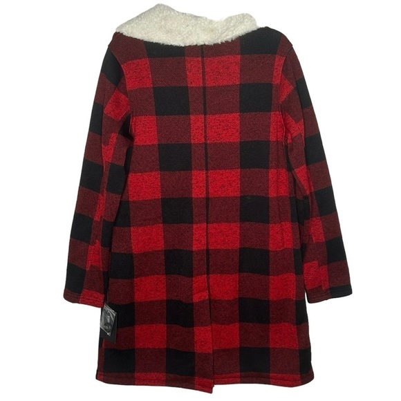 Steve Madden Plaid Faux Sherpa Collared Trench Coat NWT - Picture 5 of 16